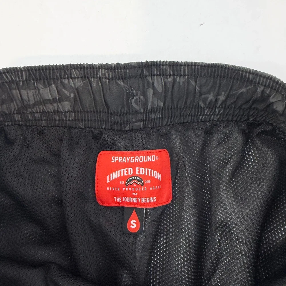 Sprayground Swim Shorts Mens Small Black Gray Checkered Graffiti Limited Edition